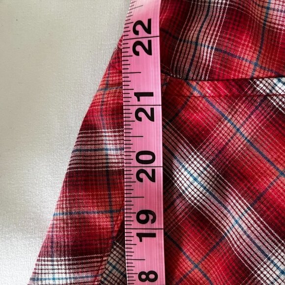 VINTAGE Wrangler Shirt Mens Red Plaid Western‎ Button Perl Snap - Picture 10 of 11